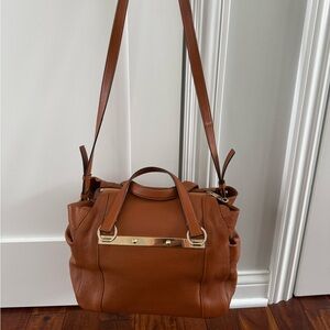 Chloe Brown Leather Shoulder Bag with Gold Accents